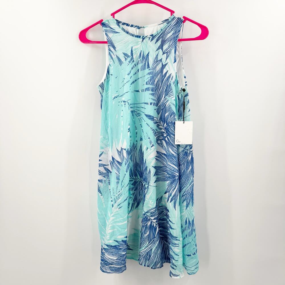 Calvin Klein Dress Women's Size 4P NWT Petite Blue Tropical Mini Sleeveless